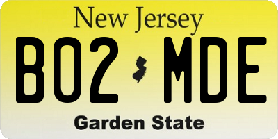 NJ license plate B02MDE