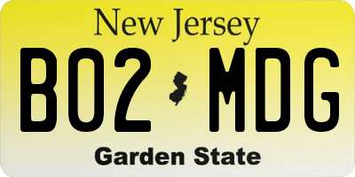 NJ license plate B02MDG