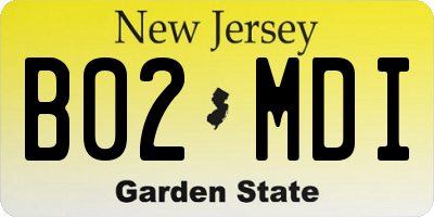 NJ license plate B02MDI