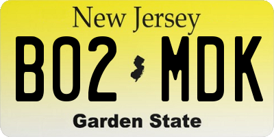 NJ license plate B02MDK