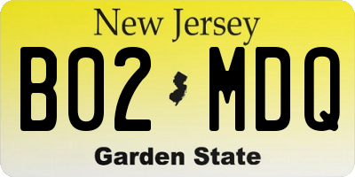 NJ license plate B02MDQ