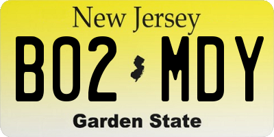 NJ license plate B02MDY