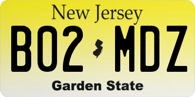 NJ license plate B02MDZ
