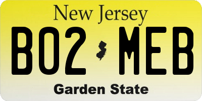 NJ license plate B02MEB