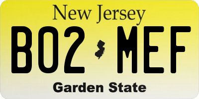 NJ license plate B02MEF