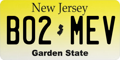 NJ license plate B02MEV