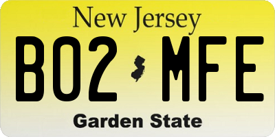 NJ license plate B02MFE