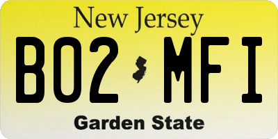 NJ license plate B02MFI