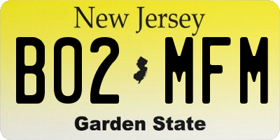 NJ license plate B02MFM