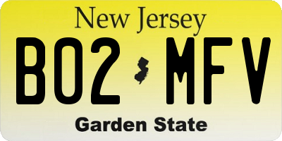 NJ license plate B02MFV