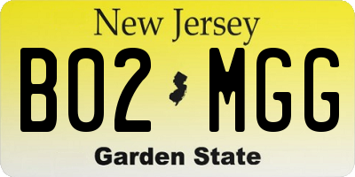 NJ license plate B02MGG