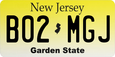 NJ license plate B02MGJ