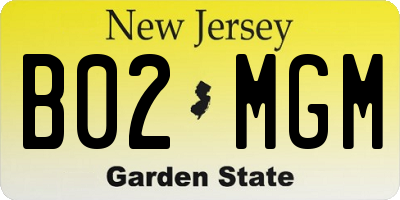 NJ license plate B02MGM