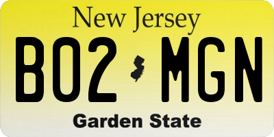 NJ license plate B02MGN