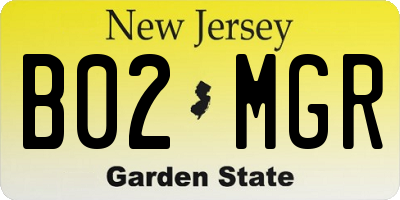 NJ license plate B02MGR