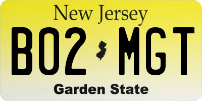 NJ license plate B02MGT