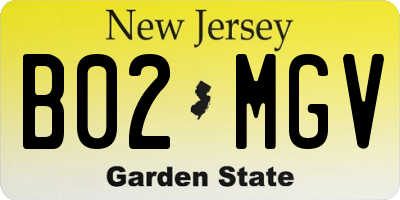 NJ license plate B02MGV