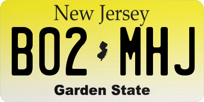 NJ license plate B02MHJ