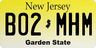 NJ license plate B02MHM