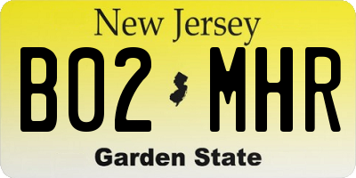 NJ license plate B02MHR
