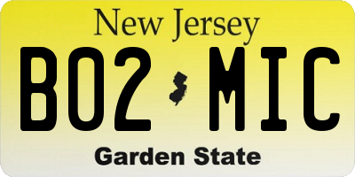 NJ license plate B02MIC