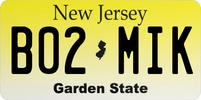 NJ license plate B02MIK