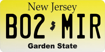 NJ license plate B02MIR