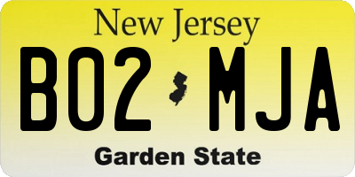 NJ license plate B02MJA