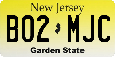NJ license plate B02MJC