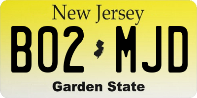 NJ license plate B02MJD