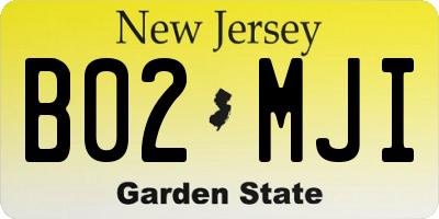 NJ license plate B02MJI
