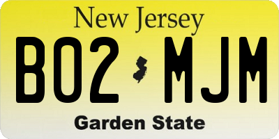 NJ license plate B02MJM