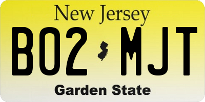 NJ license plate B02MJT