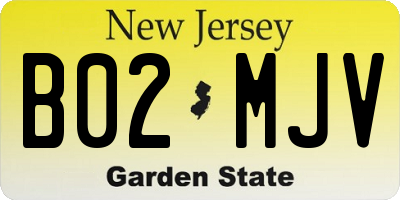 NJ license plate B02MJV