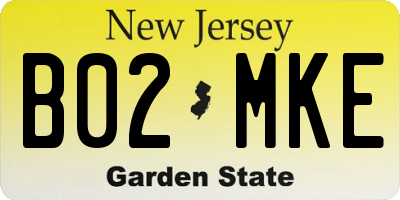 NJ license plate B02MKE
