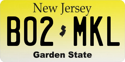 NJ license plate B02MKL