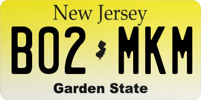 NJ license plate B02MKM
