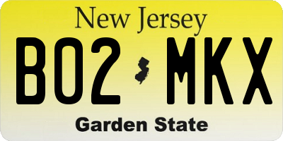 NJ license plate B02MKX