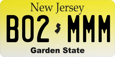NJ license plate B02MMM