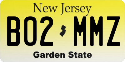 NJ license plate B02MMZ