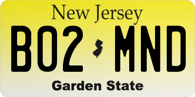 NJ license plate B02MND