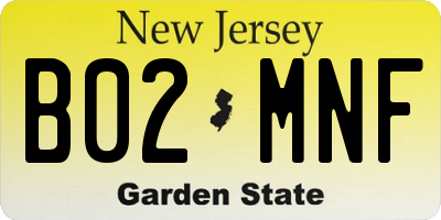 NJ license plate B02MNF