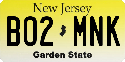 NJ license plate B02MNK