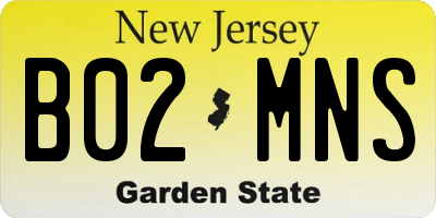 NJ license plate B02MNS