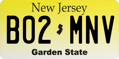 NJ license plate B02MNV