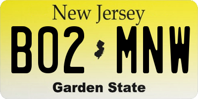 NJ license plate B02MNW