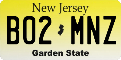 NJ license plate B02MNZ