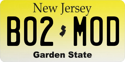 NJ license plate B02MOD