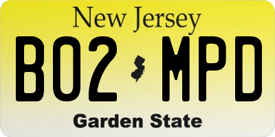NJ license plate B02MPD