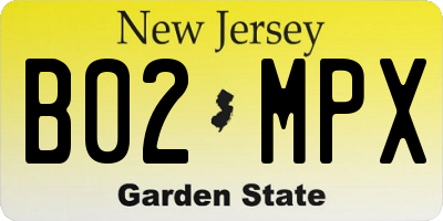 NJ license plate B02MPX